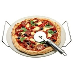 Davis & Waddell Davis & Waddell Napoli Pizza Stone, Stainless Steel Cutter, And Rack