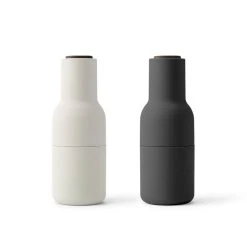 Menu Ceramic & Wood Salt & Pepper Bottle Grinders Set Of 2 Black And White
