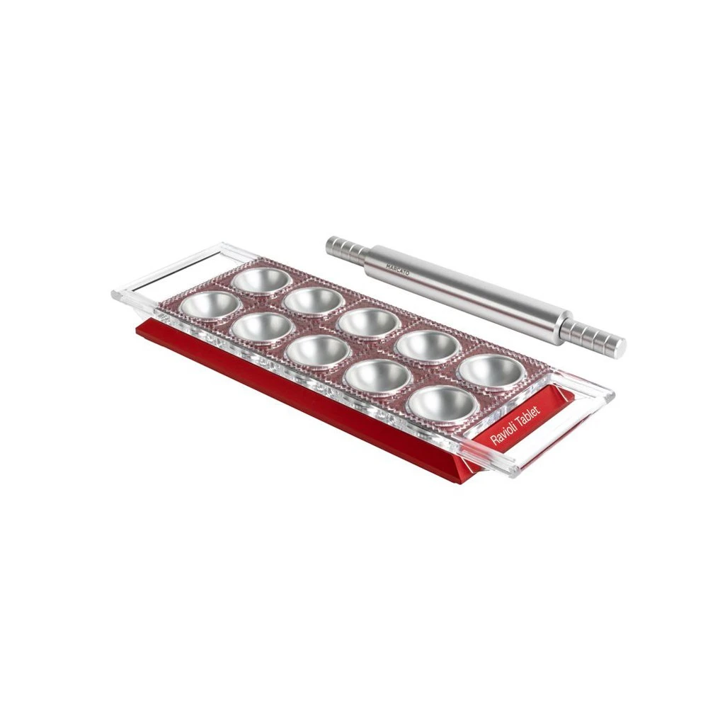 Marcato Ravioli Tablet With Rolling Pin Red 2 Marcato Ravioli Tablet With Rolling Pin Red - Image 2