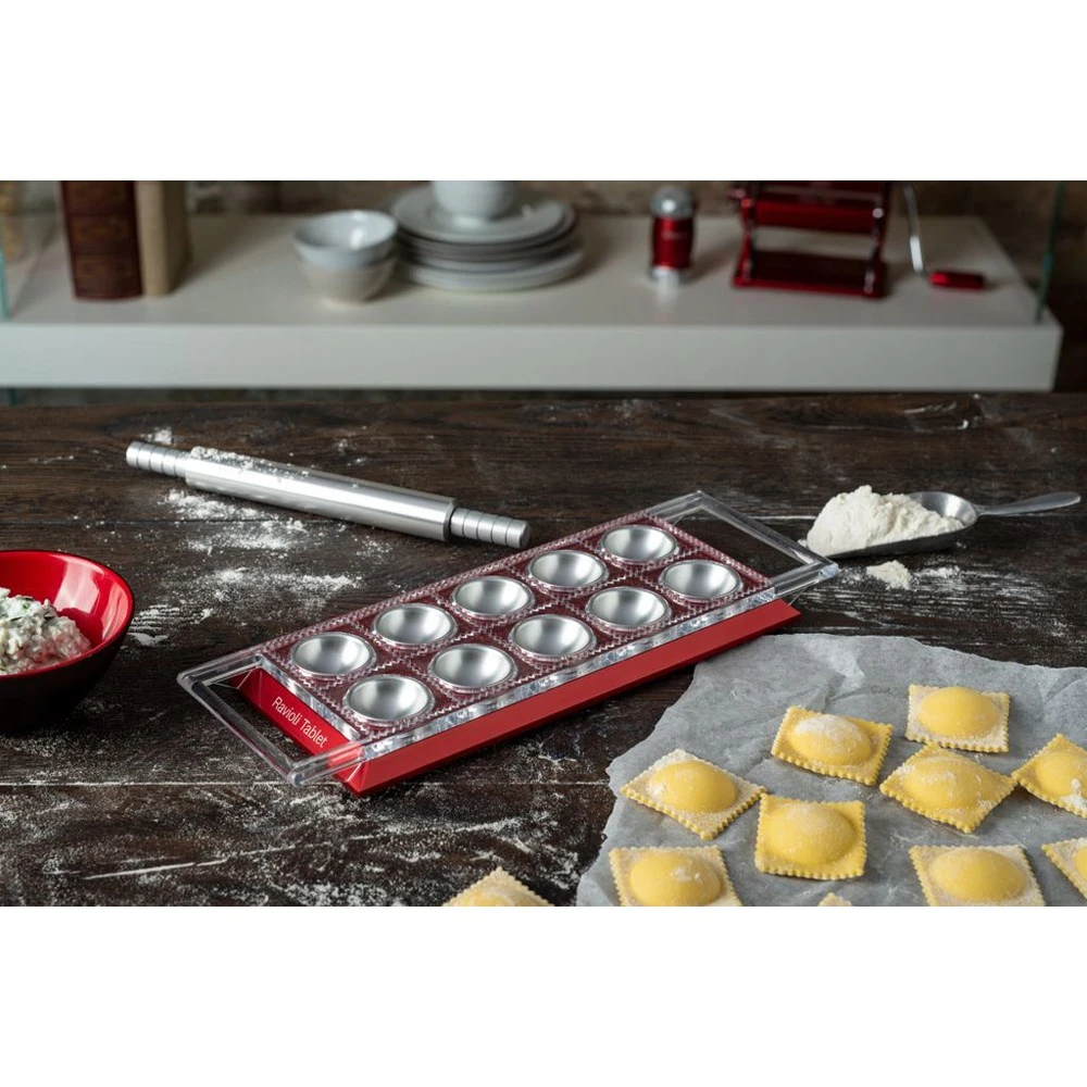 Marcato Ravioli Tablet With Rolling Pin Red 3 Marcato Ravioli Tablet With Rolling Pin Red - Image 3