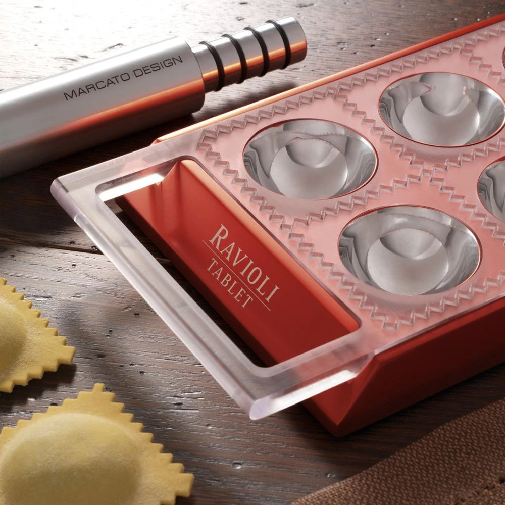 Marcato Ravioli Tablet With Rolling Pin Red 4 Marcato Ravioli Tablet With Rolling Pin Red - Image 4