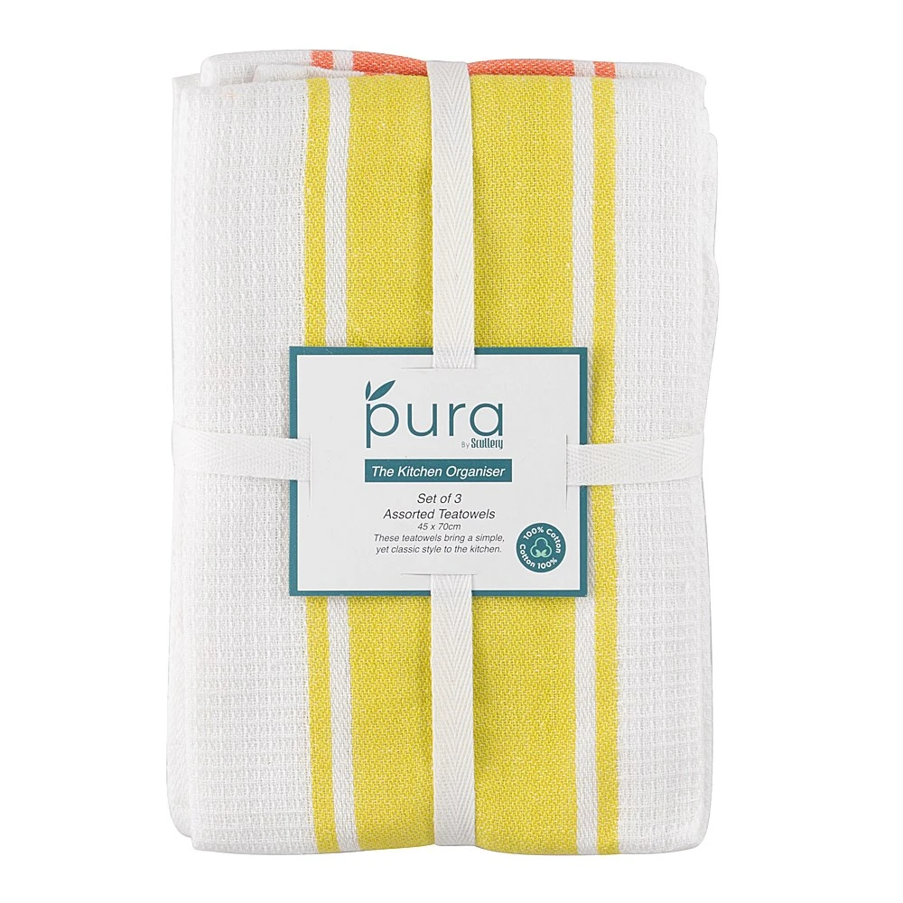 Scullery Pura Tea Towel Set Of 3 Bright Stripes 2 Scullery Pura Tea Towel Set Of 3 Bright Stripes - Image 2