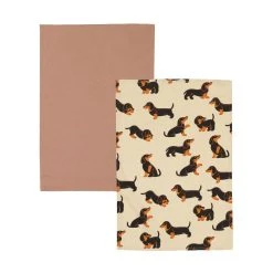 Ambrosia Set Of 2 Cotton Tea Towel Dachshund