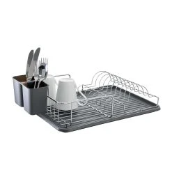 Scullery Pura II Low Dish Rack & Mat Grey