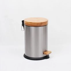 White Magic Eco Basics Stainless Steel & Wood Rubbish Bin 3L -Breville Sales Store JTY WMEBRB3L 3