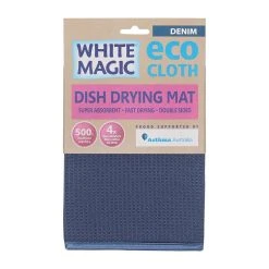 White Magic Eco Cloth Dish Drying Mat Denim Blue