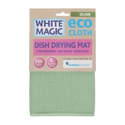 White Magic Eco Cloth Dish Drying Mat Olive Green