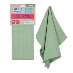 White Magic Eco Cloth Tea Towel Single Pack Olive Green