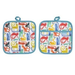 Ashdene Quirky Cats Set Of 2 Pot Holders