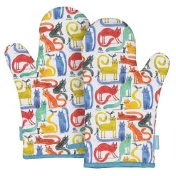 Ashdene Quirky Cats Set Of 2 Oven Mitts