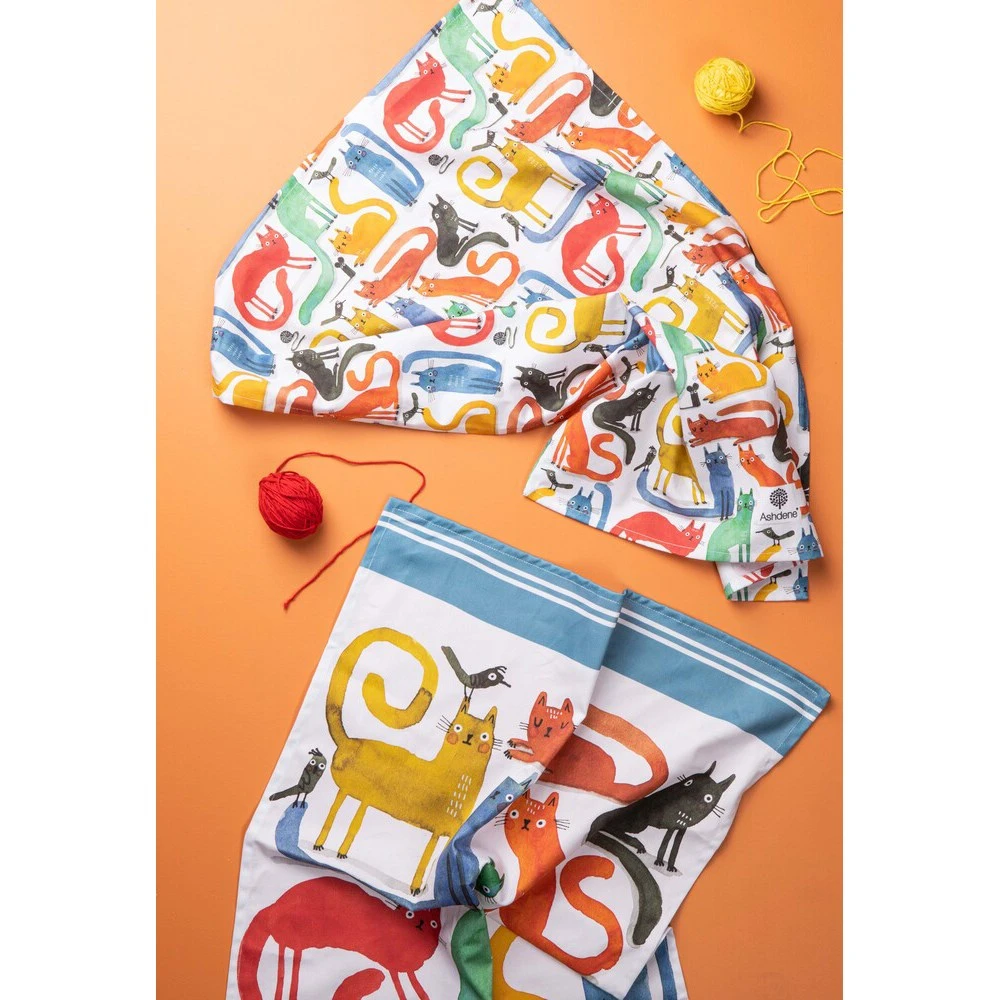 Ashdene Quirky Cats Assorted 2 Pack Of Kitchen Towels 3 Ashdene Quirky Cats Assorted 2 Pack Of Kitchen Towels - Image 3
