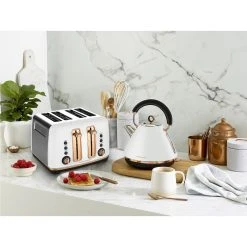 Morphy Richards Ascend Rose Gold 4 Slice Toaster Matte White -Breville Sales Store MOR MRRGT4WTE 4