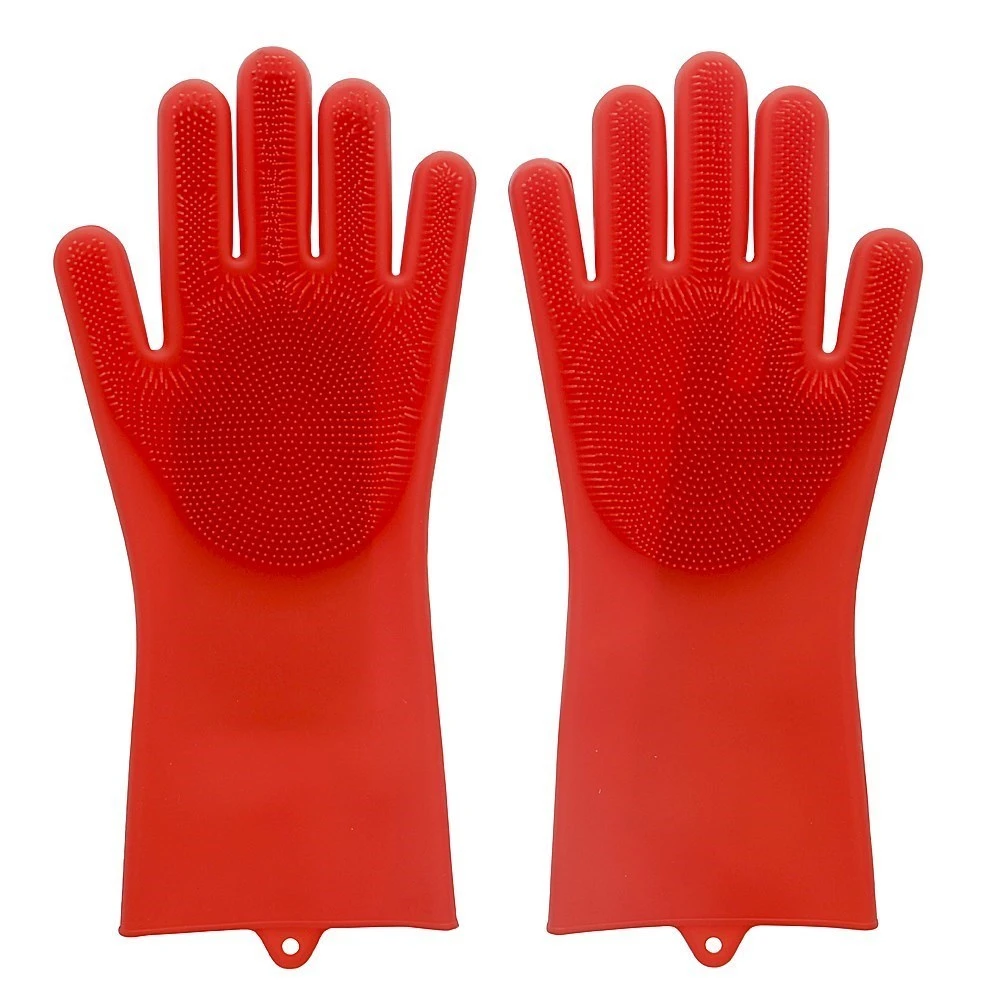 Scruba-Dub Antibacterial Silicone Cleaning Gloves Ruby Red 1 Scruba-Dub Antibacterial Silicone Cleaning Gloves Ruby Red