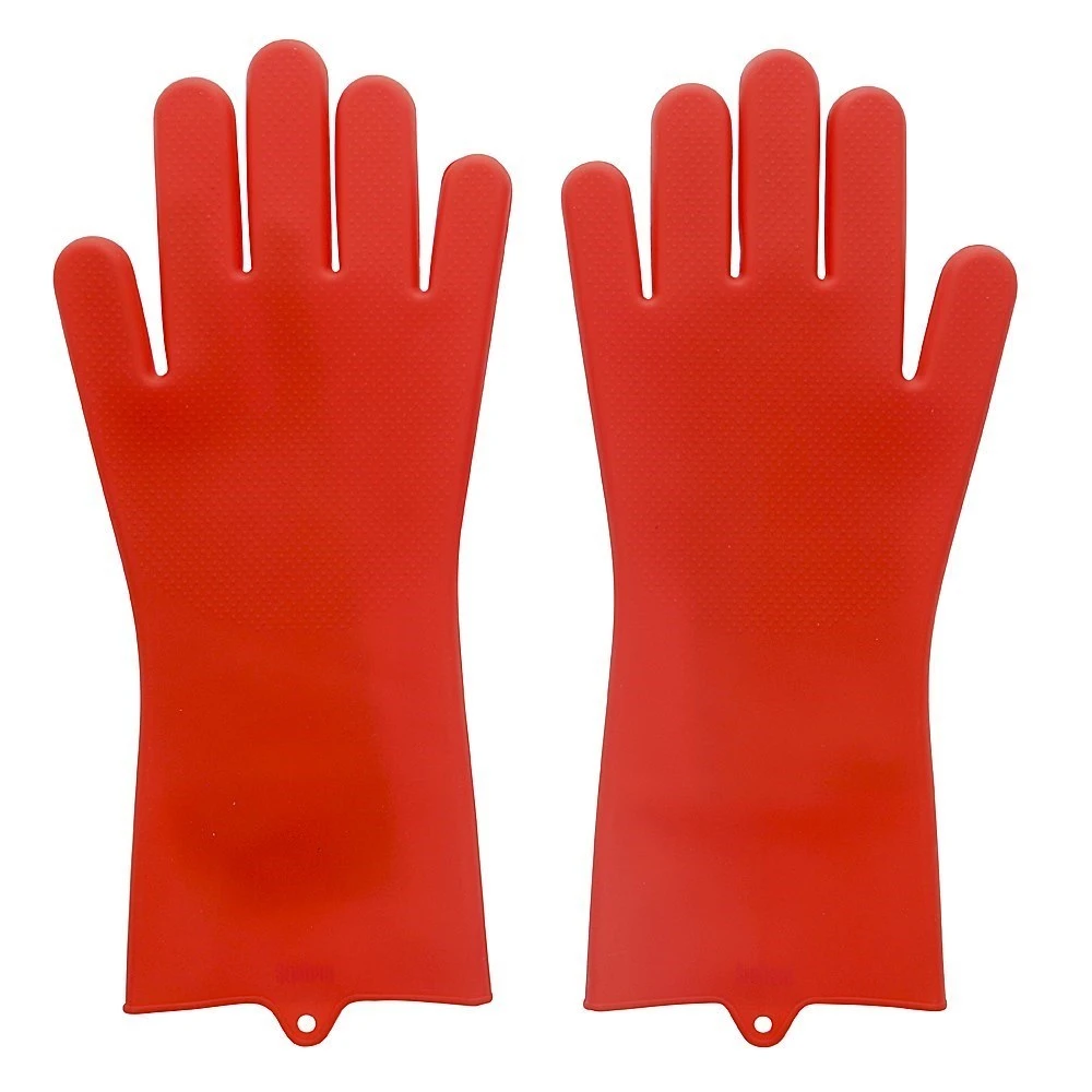 Scruba-Dub Antibacterial Silicone Cleaning Gloves Ruby Red 2 Scruba-Dub Antibacterial Silicone Cleaning Gloves Ruby Red - Image 2