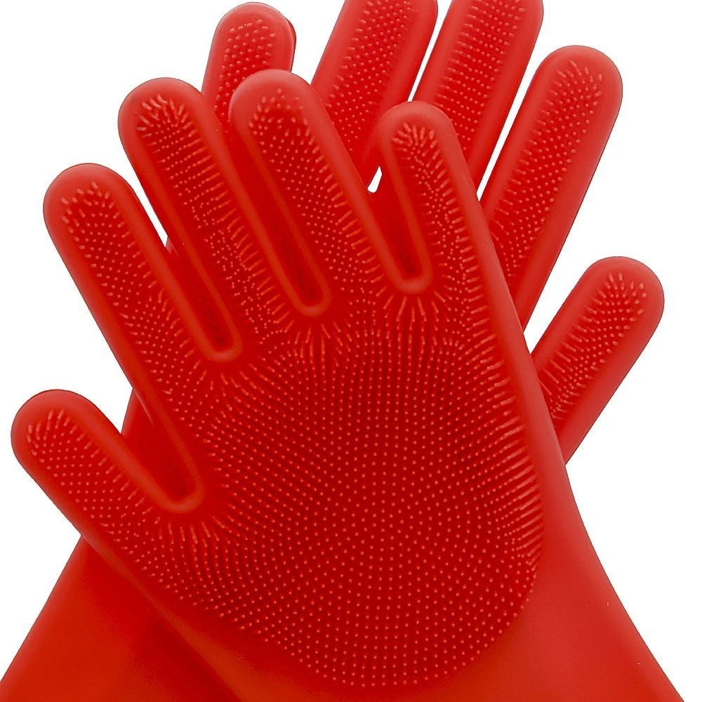 Scruba-Dub Antibacterial Silicone Cleaning Gloves Ruby Red 3 Scruba-Dub Antibacterial Silicone Cleaning Gloves Ruby Red - Image 3