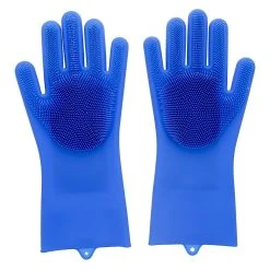 Scruba-Dub Antibacterial Silicone Cleaning Gloves Cobalt Blue
