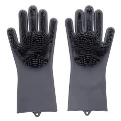 Scruba-Dub Antibacterial Silicone Cleaning Gloves Dove Grey