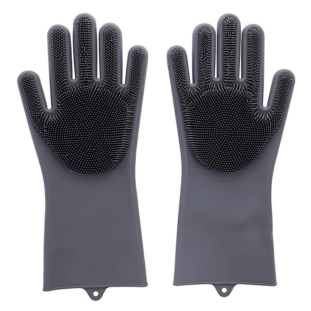 Scruba-Dub Antibacterial Silicone Cleaning Gloves Dove Grey 1 Scruba-Dub Antibacterial Silicone Cleaning Gloves Dove Grey