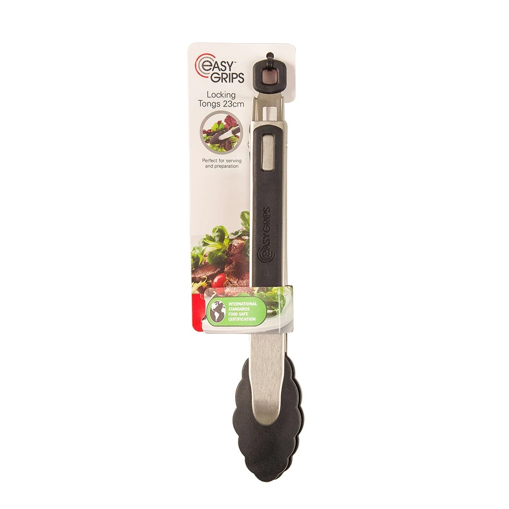 Easy Grips Locking Tongs 23cm Black 1 Easy Grips Locking Tongs 23cm Black